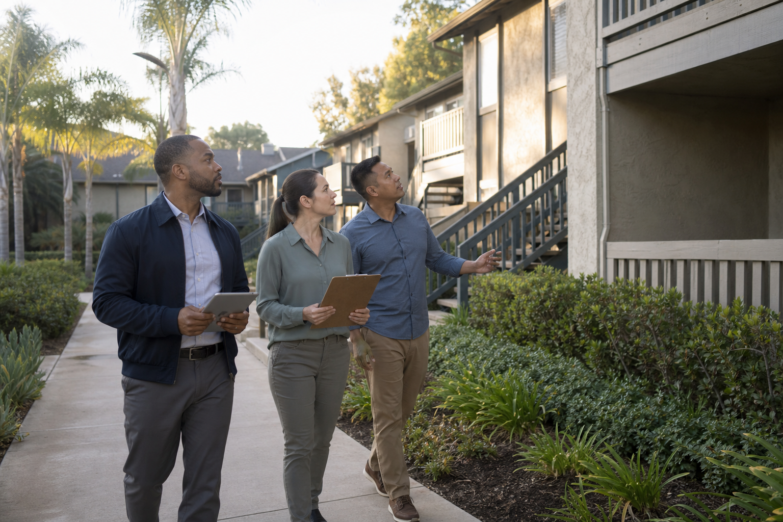 Property team evaluating a multifamily investment