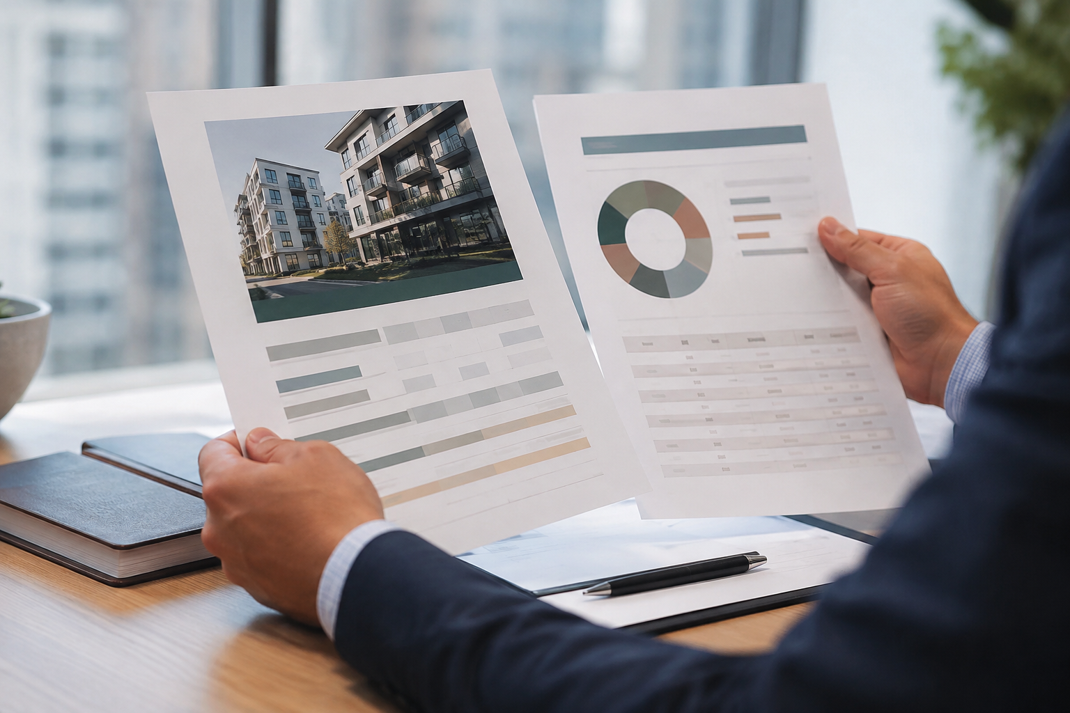 An advisor reviewing a private real estate sponsor quarterly report for a client file